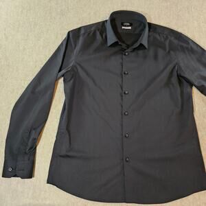 BLACK BUTTON UP LONG SLEEVE SHIRT SIZE 110 / L Work Shirt